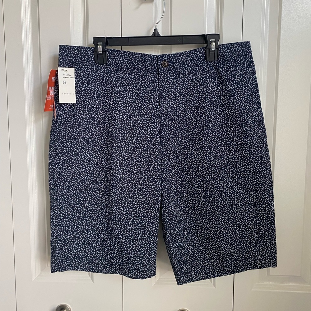 Dockers Navy Micro Anchors Print Flat Front Shorts